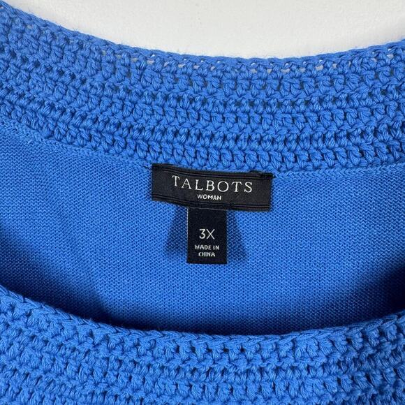Talbots Top Women 3X Blue Plus Size Sweater Vest Spring Knit Preppy Minimal - Picture 4 of 8